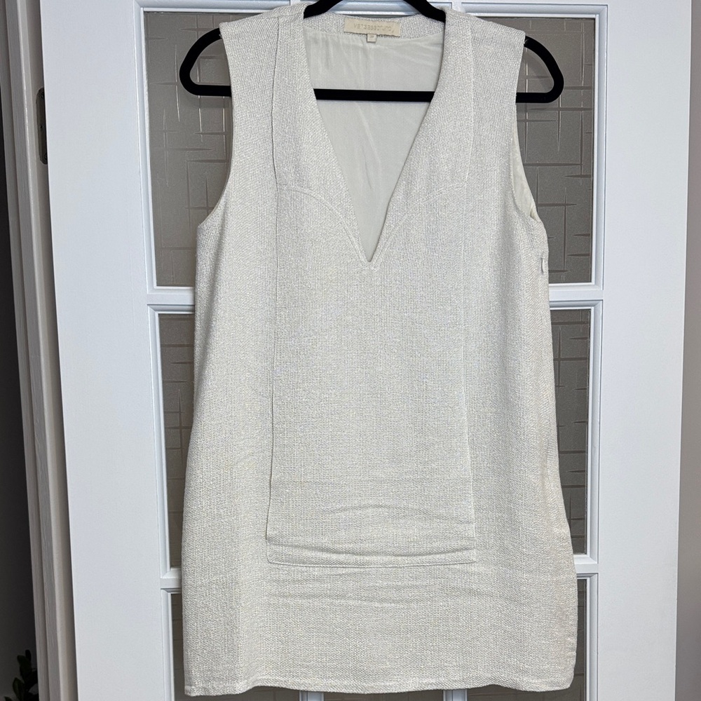 Vanessa Bruno Cream Textured Neckline Dress
